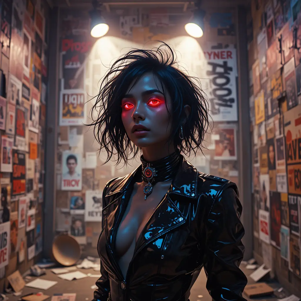 Cinematisches Fashion-Porträt einer punk-inspirierten Frau