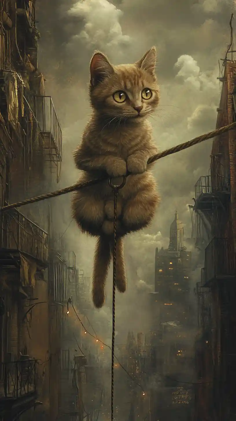 Confident man walking a metaphorical tightrope of words
