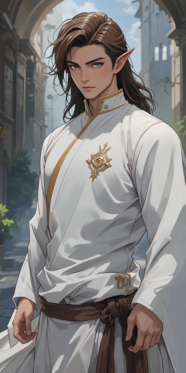 Tall fantasy man with dark hair and dragon tunic