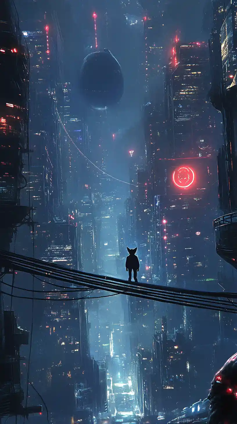 Confident man walking a tightrope with feline agility