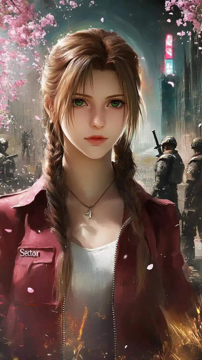 Anime woman with braided hair in a luminous fantasy scene