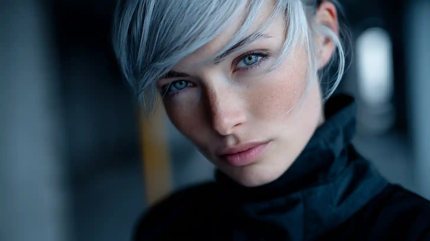 Futuristic woman guardian in cyber suit aboard alien spaceship