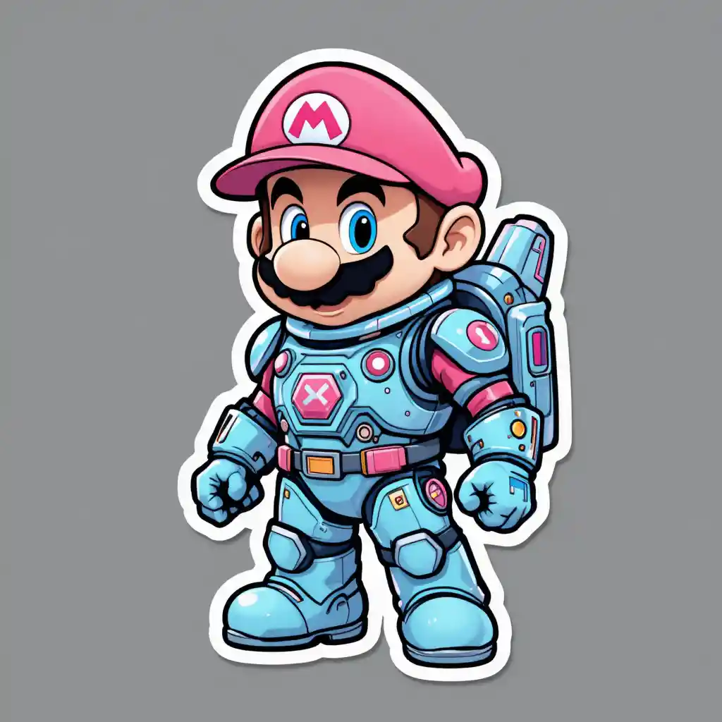 Cartoon hero in futuristic space armor with jetpack