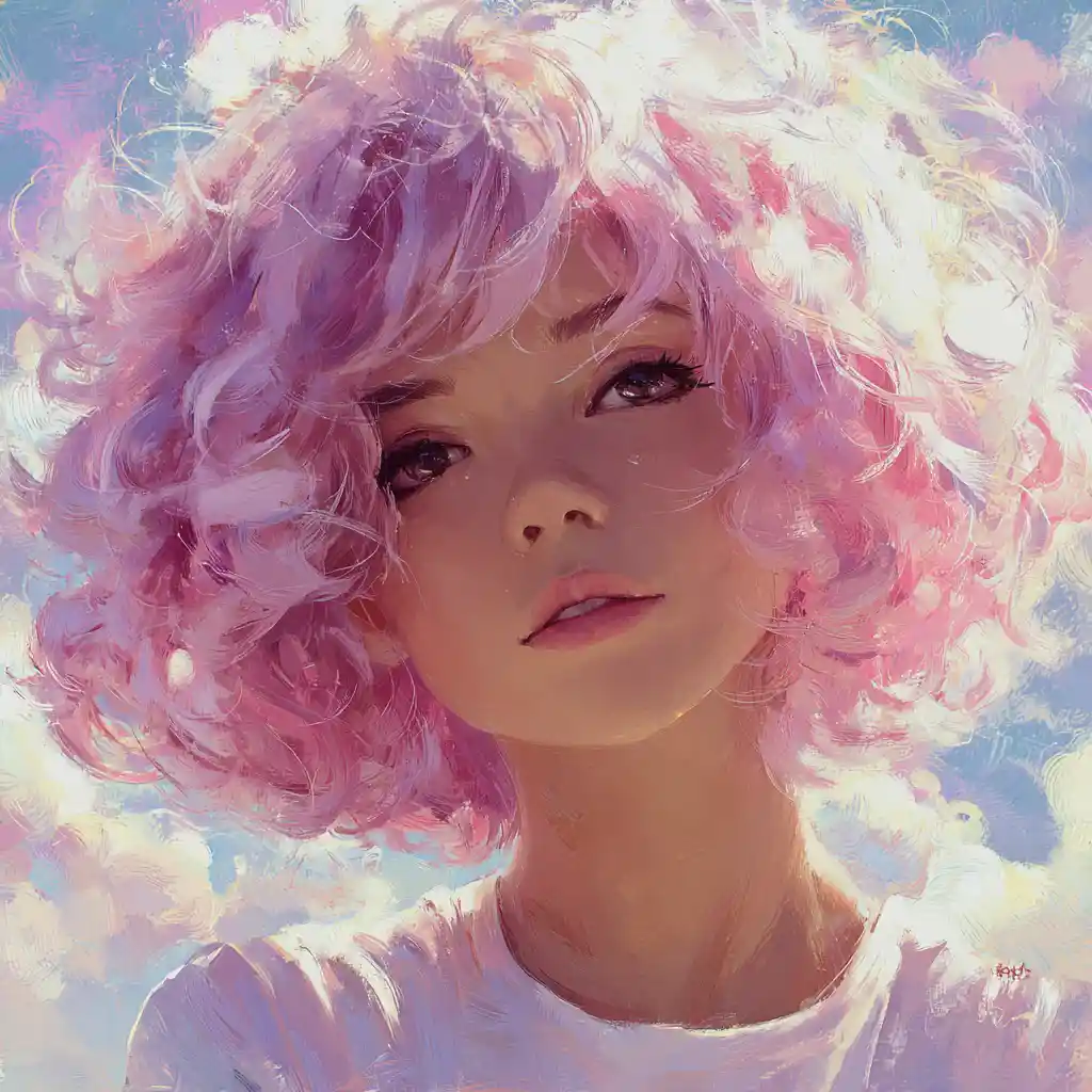 Whimsical fantasy painting in vibrant deep pastel colors