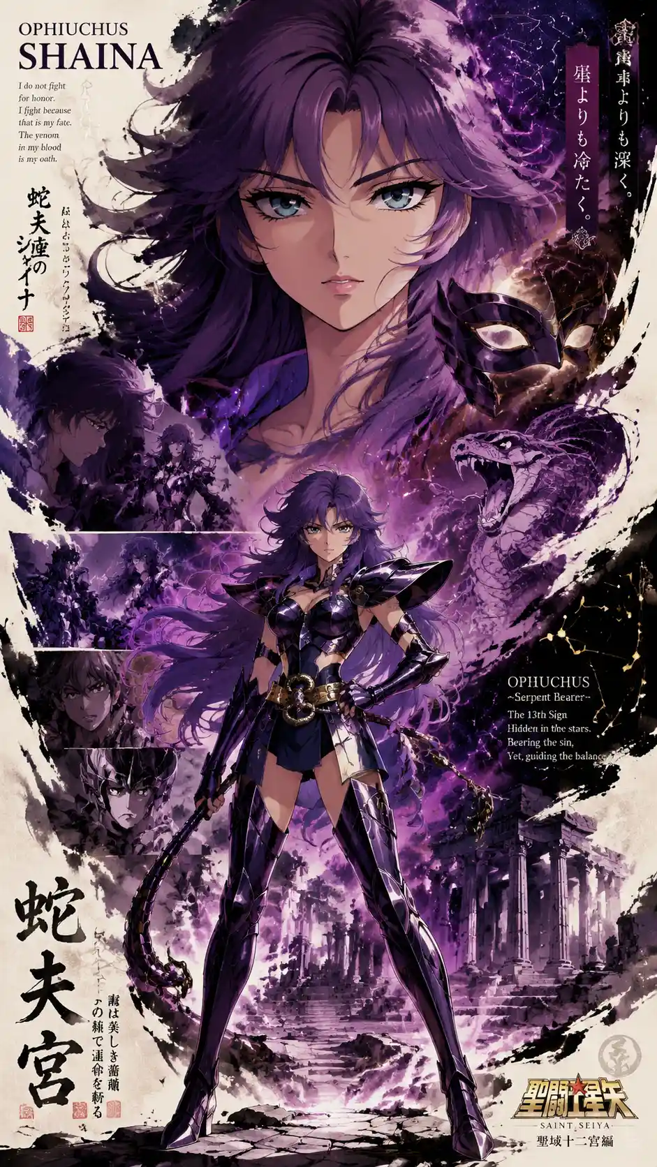 Propaganda style portrait of a fierce cosmic warrior woman