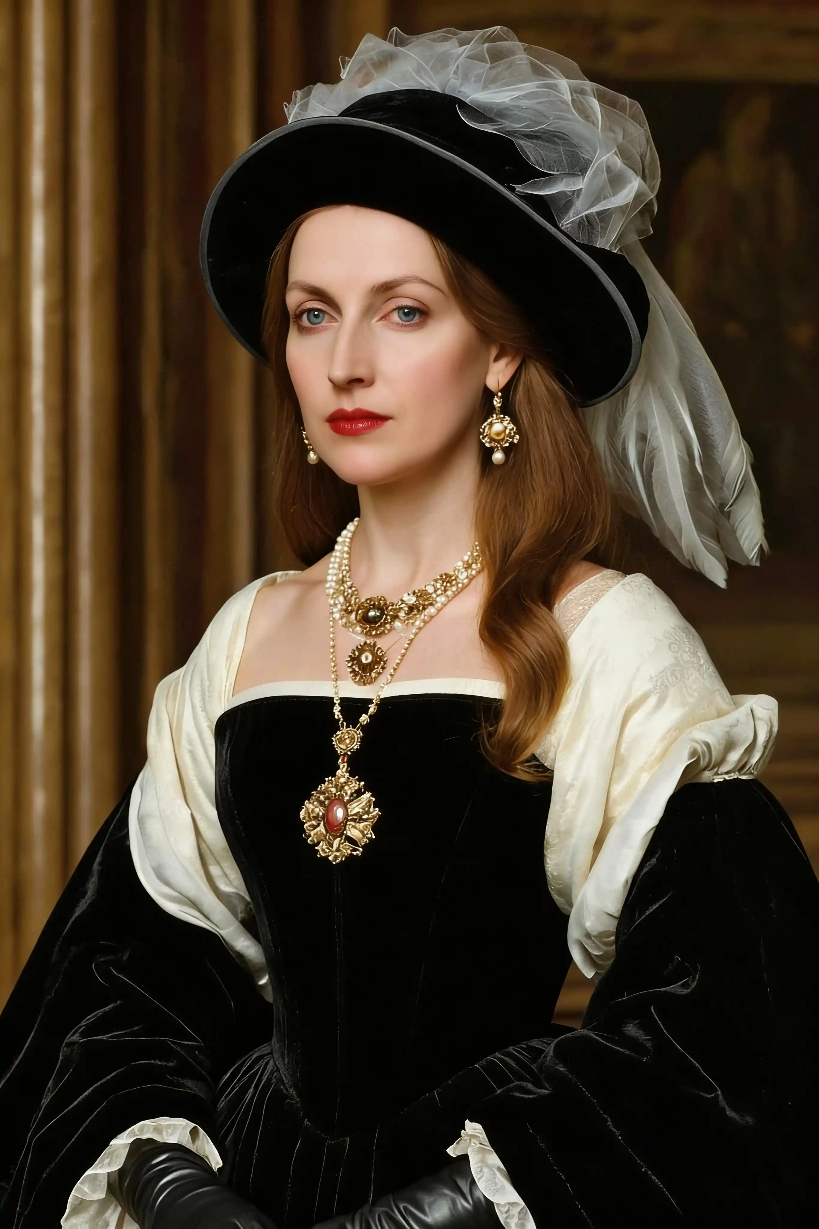 Close up of upper class woman with bare minimalist eyes
