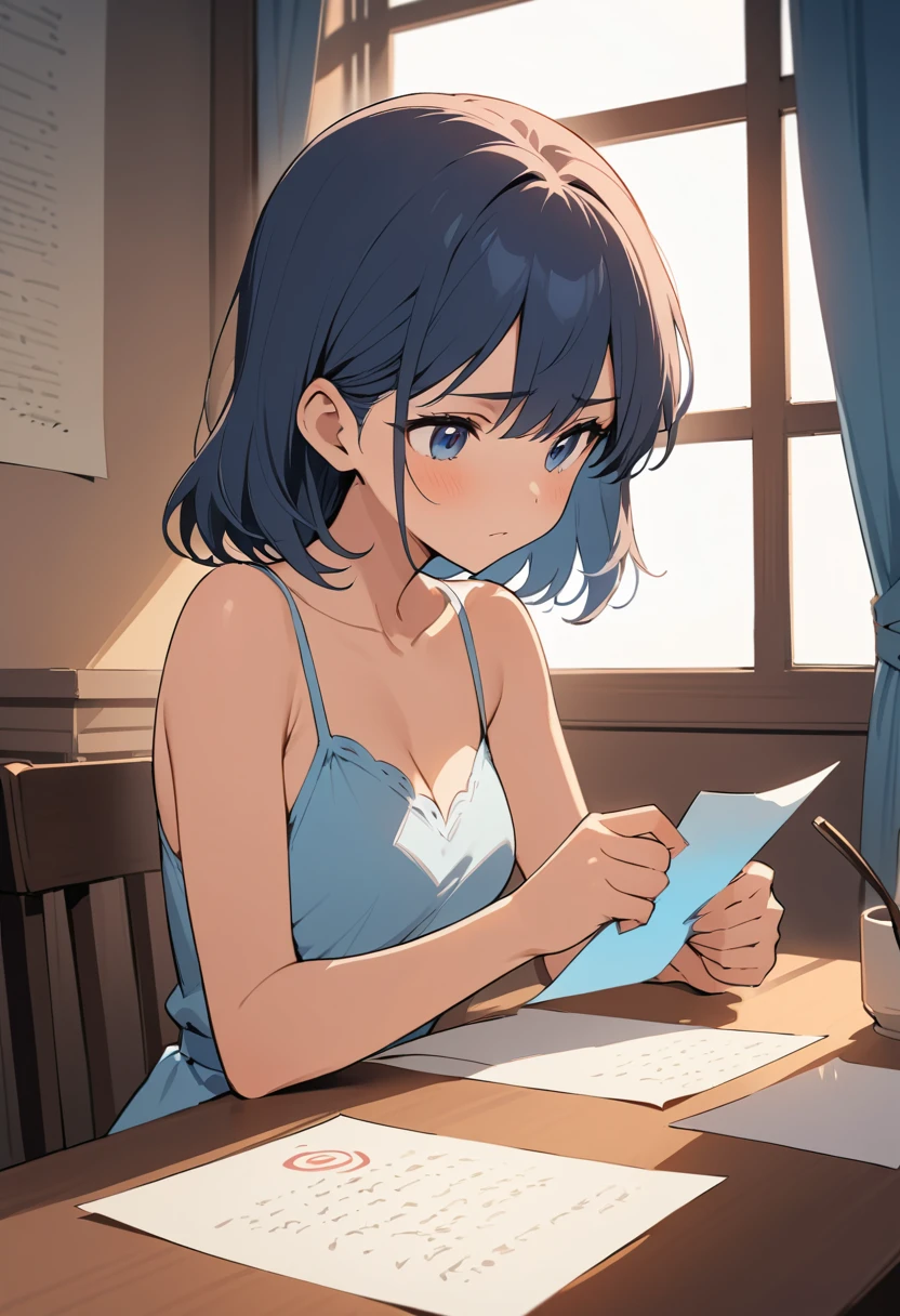 Girl Reading A Letter By The Morning Window Light