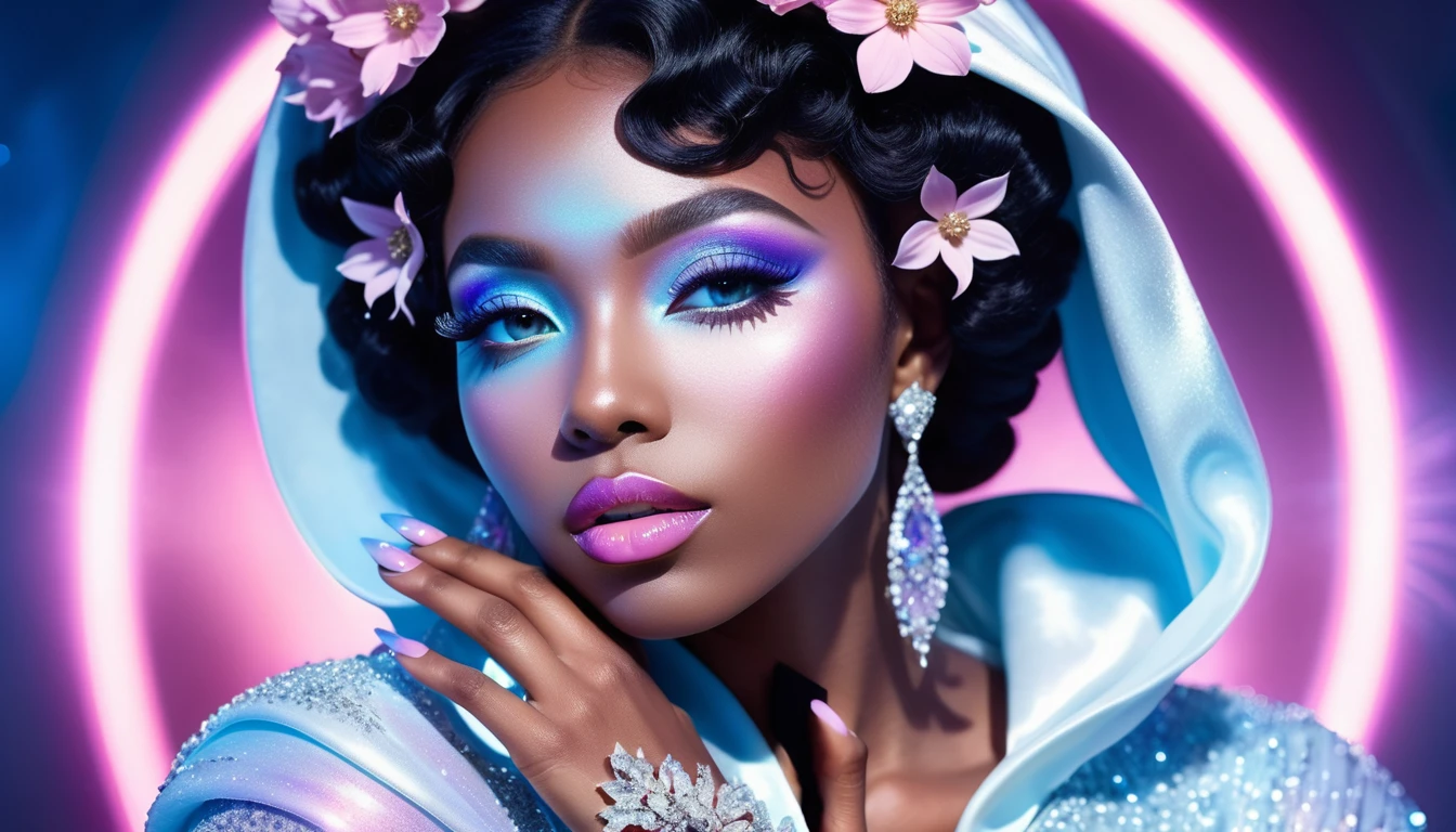 Dreamy fantasy portrait of an ethereal black woman
