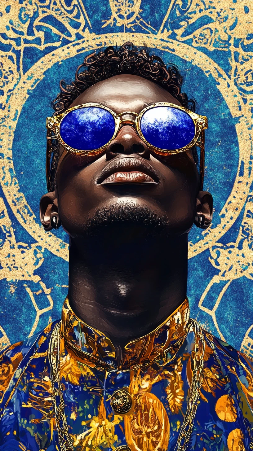 Psychedelic fashion portrait of a man in sunglasses