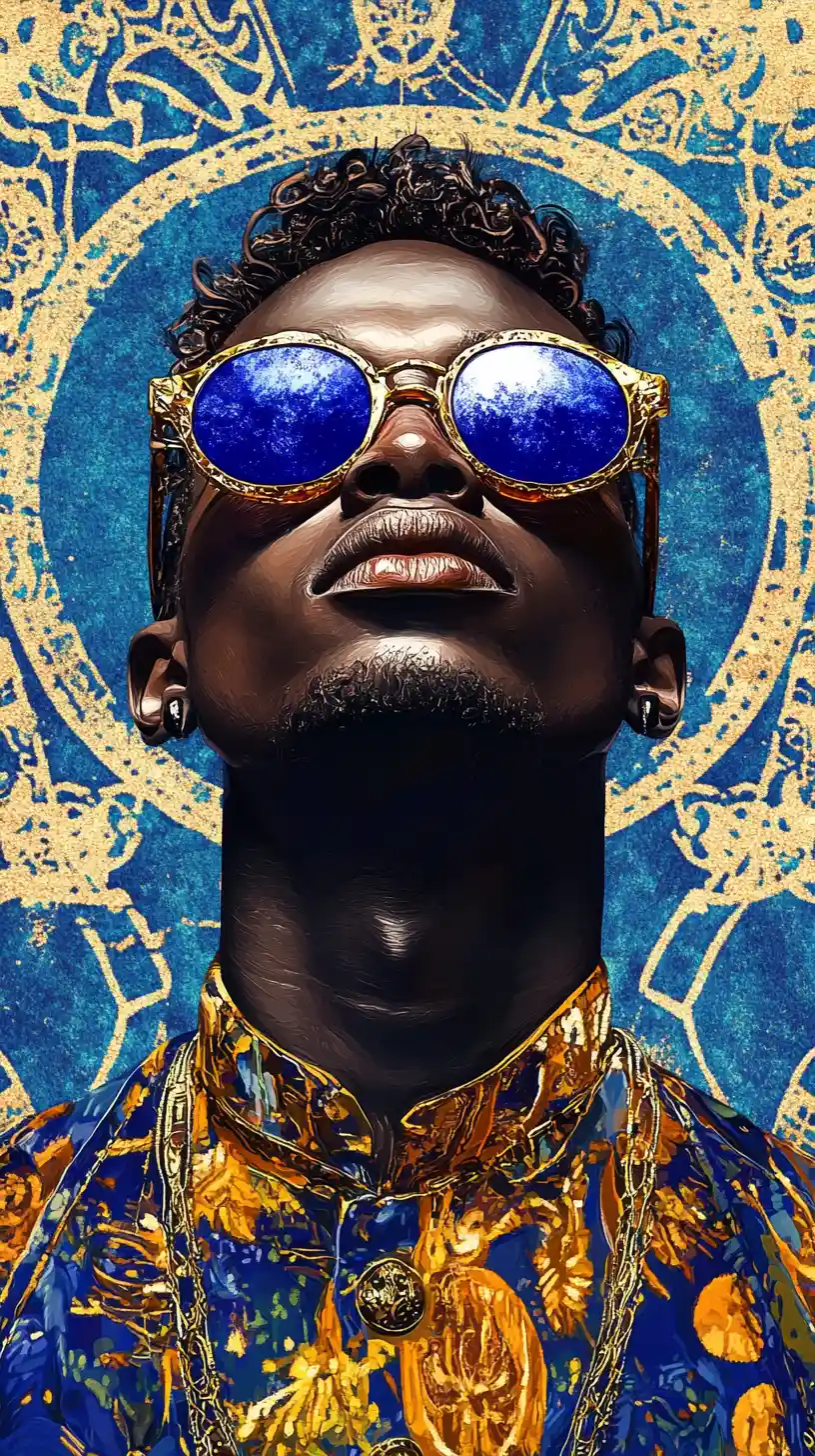 Psychedelic fashion portrait of a man in sunglasses