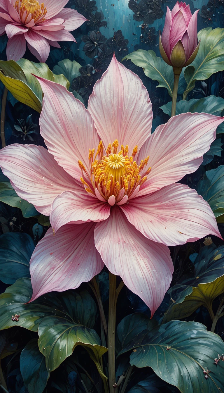 Digital painting of natural plumeria flowers in poetic bloom