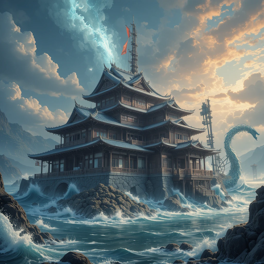 Legendary underwater dragon palace of Japanese sea god Ryujin