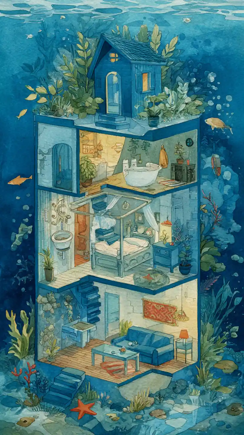 Cozy Underwater House With Three Floor Cross Section