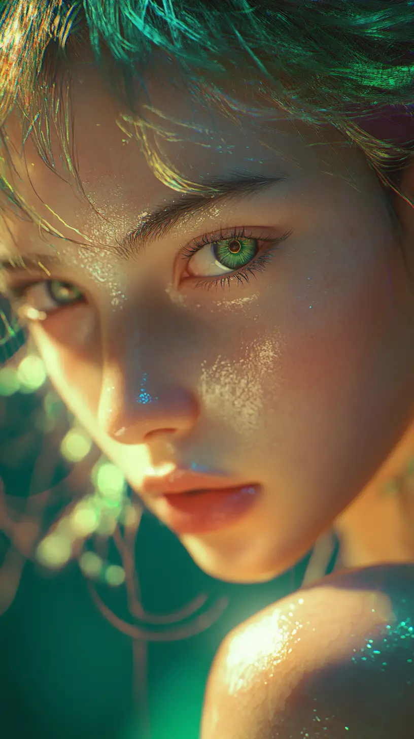Close up portrait of a woman in neon darkness