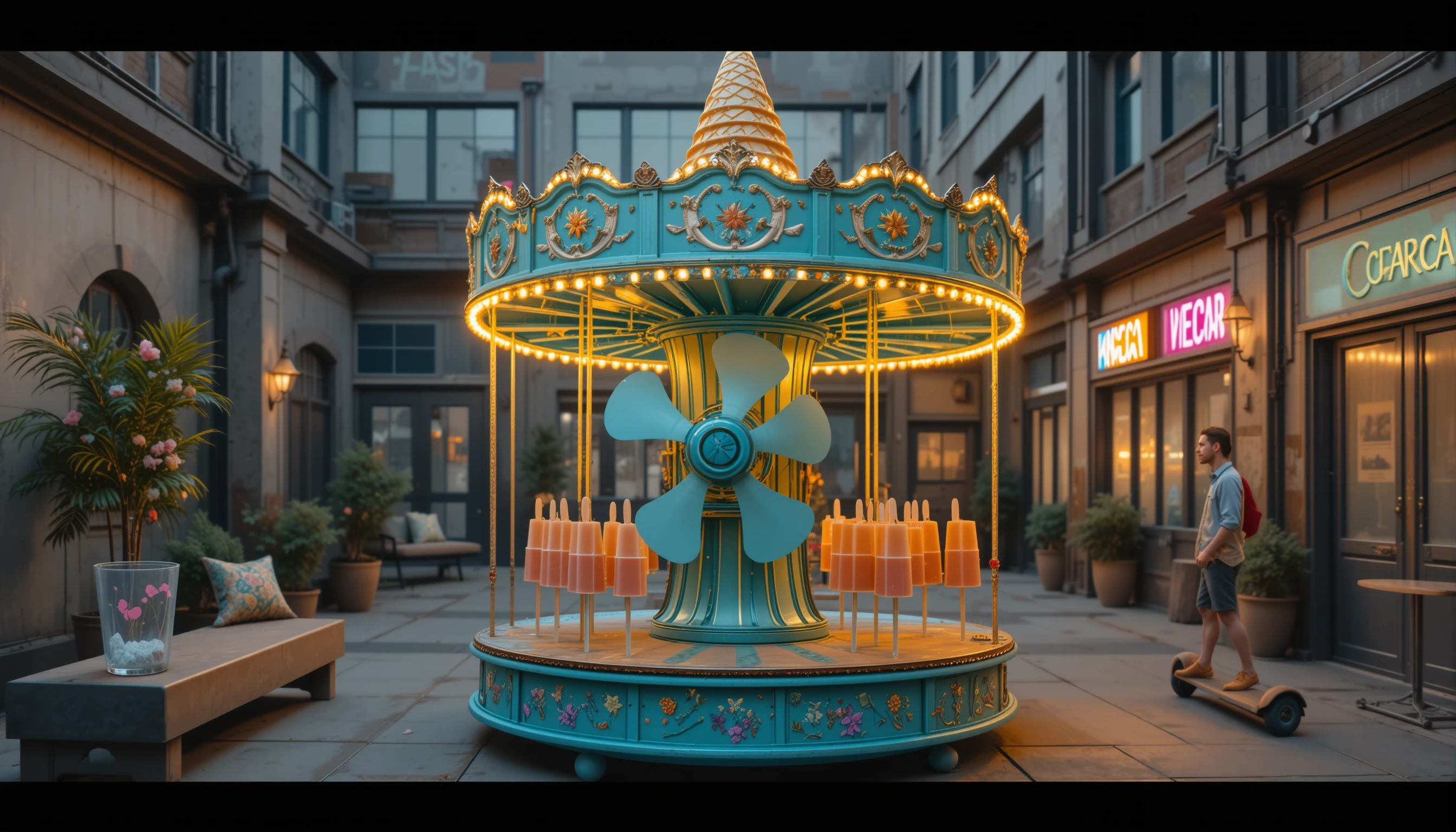 Upcycled Soviet fan turned whimsical ice cream carousel