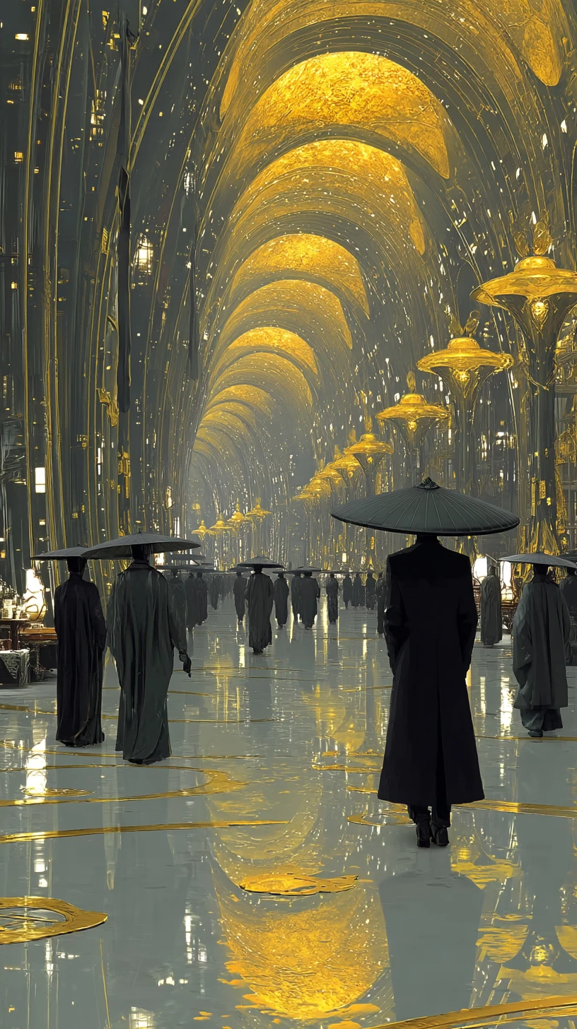 Cyberpunk guards in an ornate surreal fantasy palace
