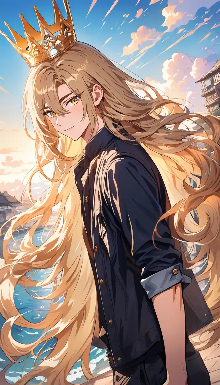 Tall golden haired man in sunlight manhwa illustration