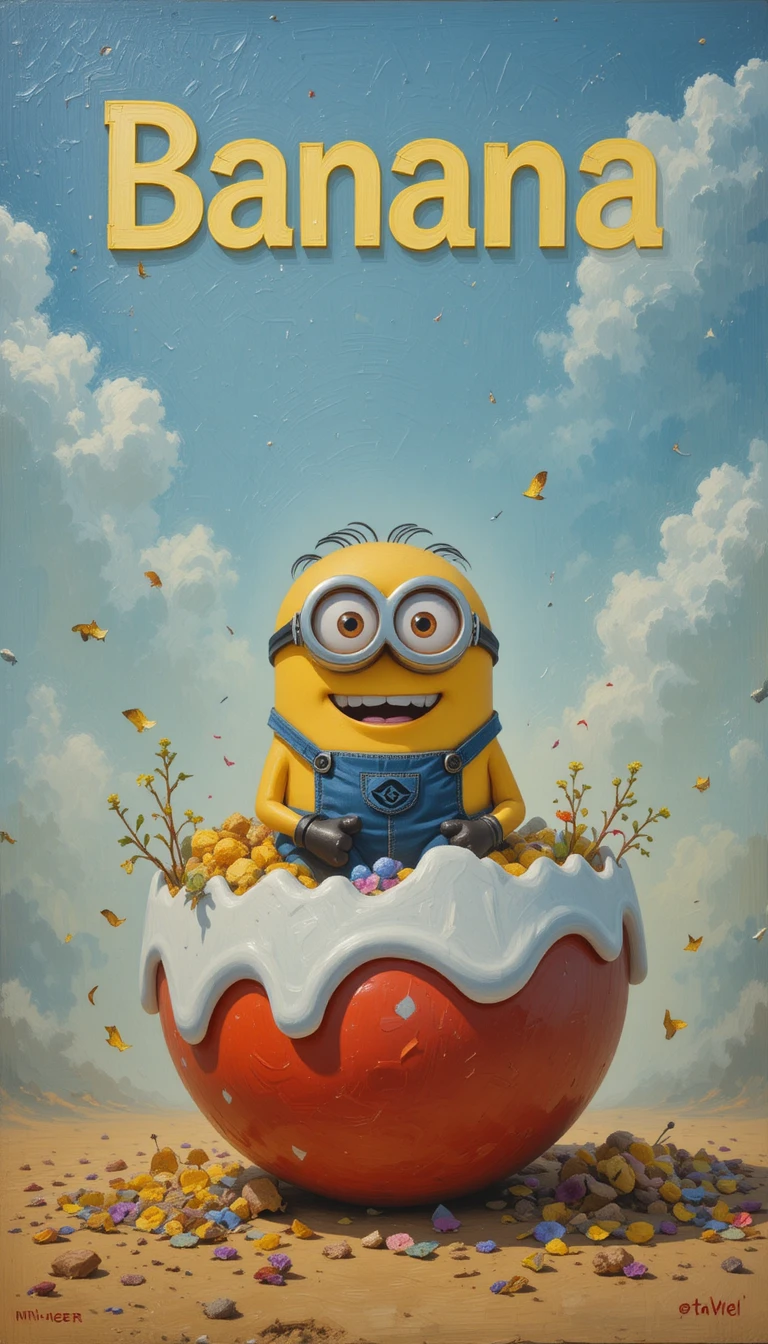 Cartoon Creature Sitting Inside A Giant Candy Egg
