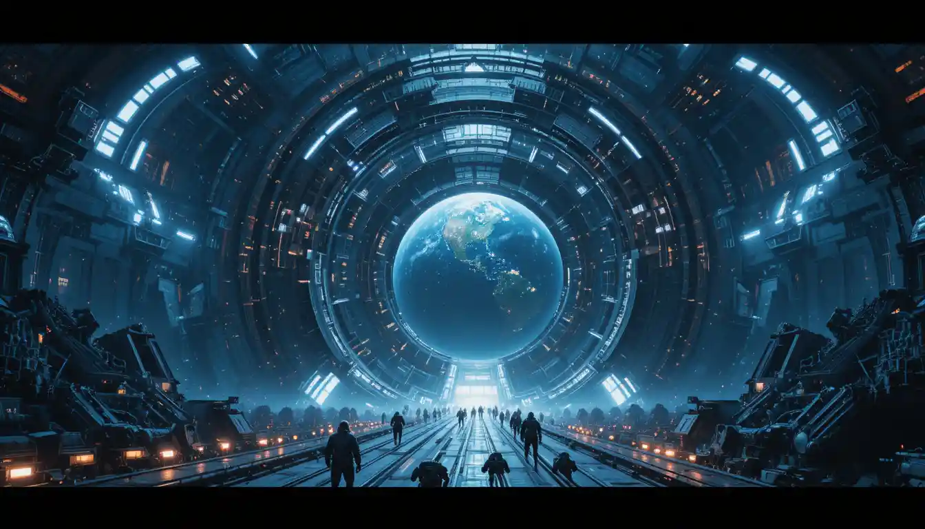 Colossal interstellar portal orbiting a distant gas giant