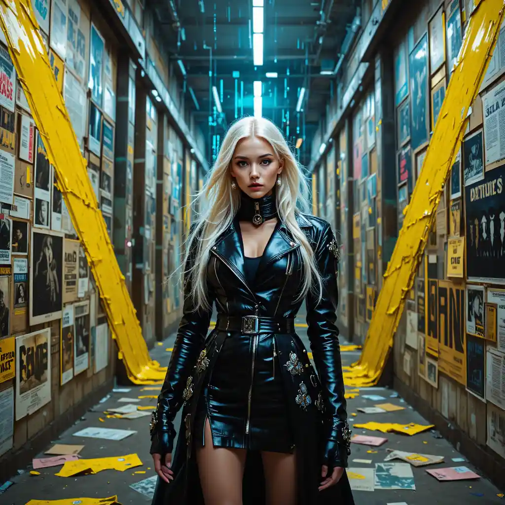 Cyberpunk fashion muse in neon collage gallery