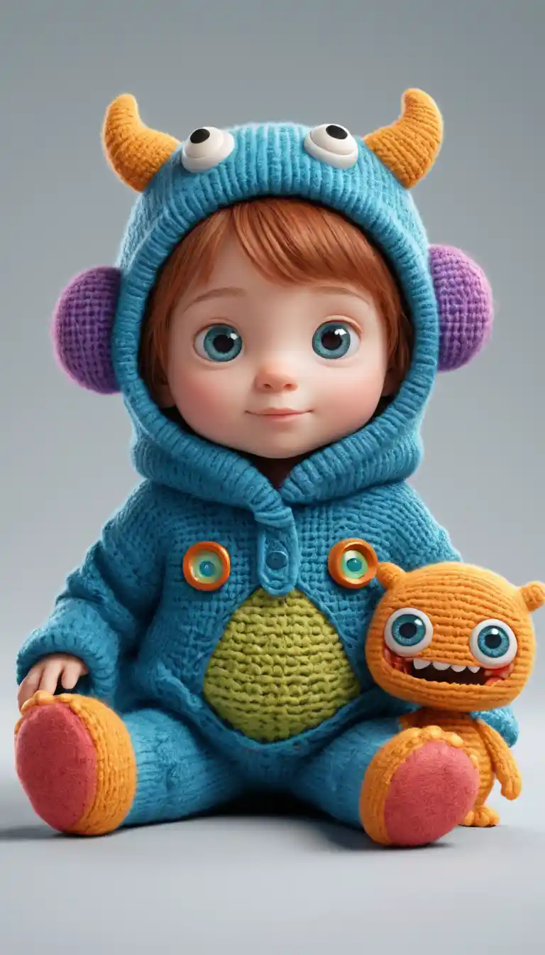 Cute 3D tech heroine girl in playful fantasy world