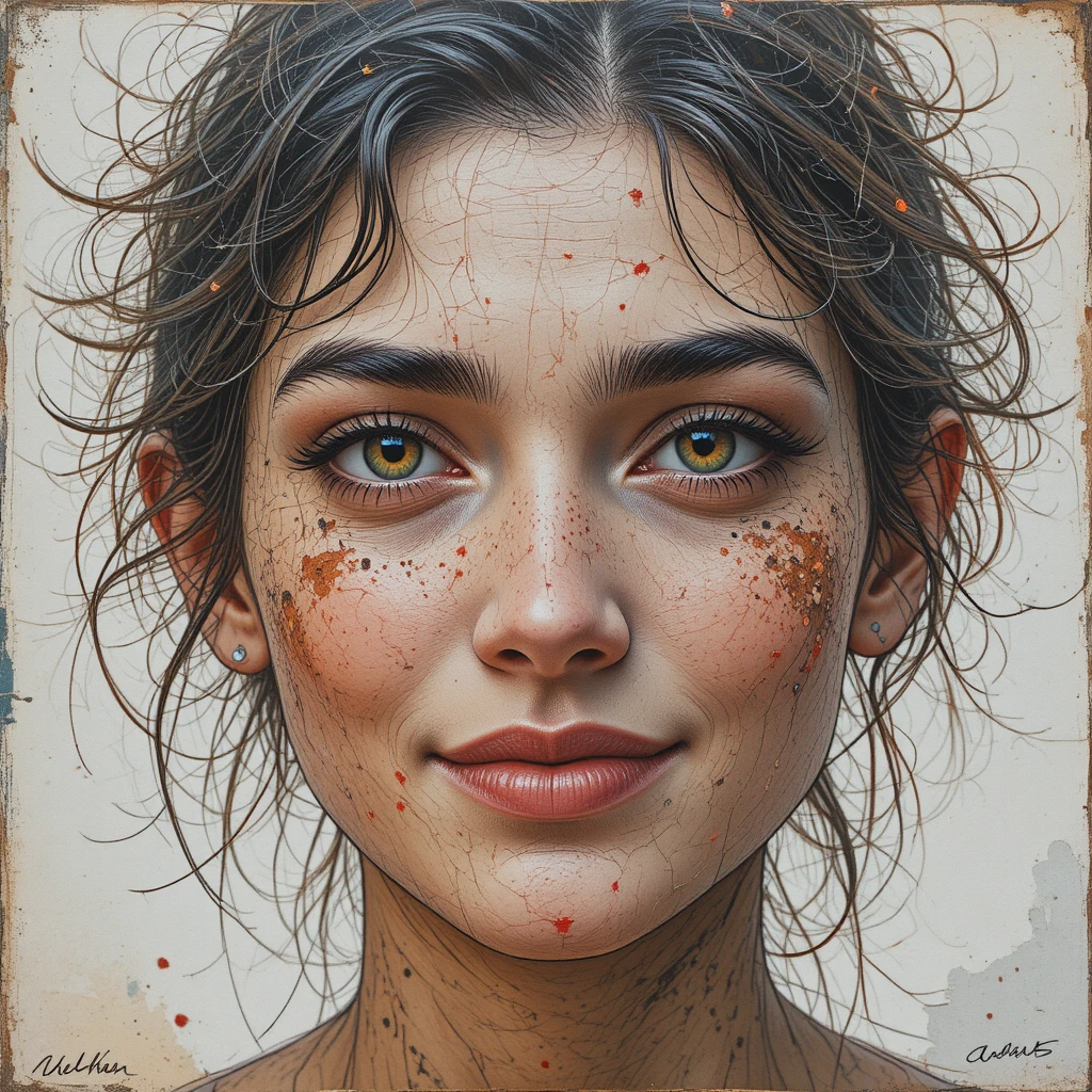 Hopeful human portrait with expressive eyes and gentle smile