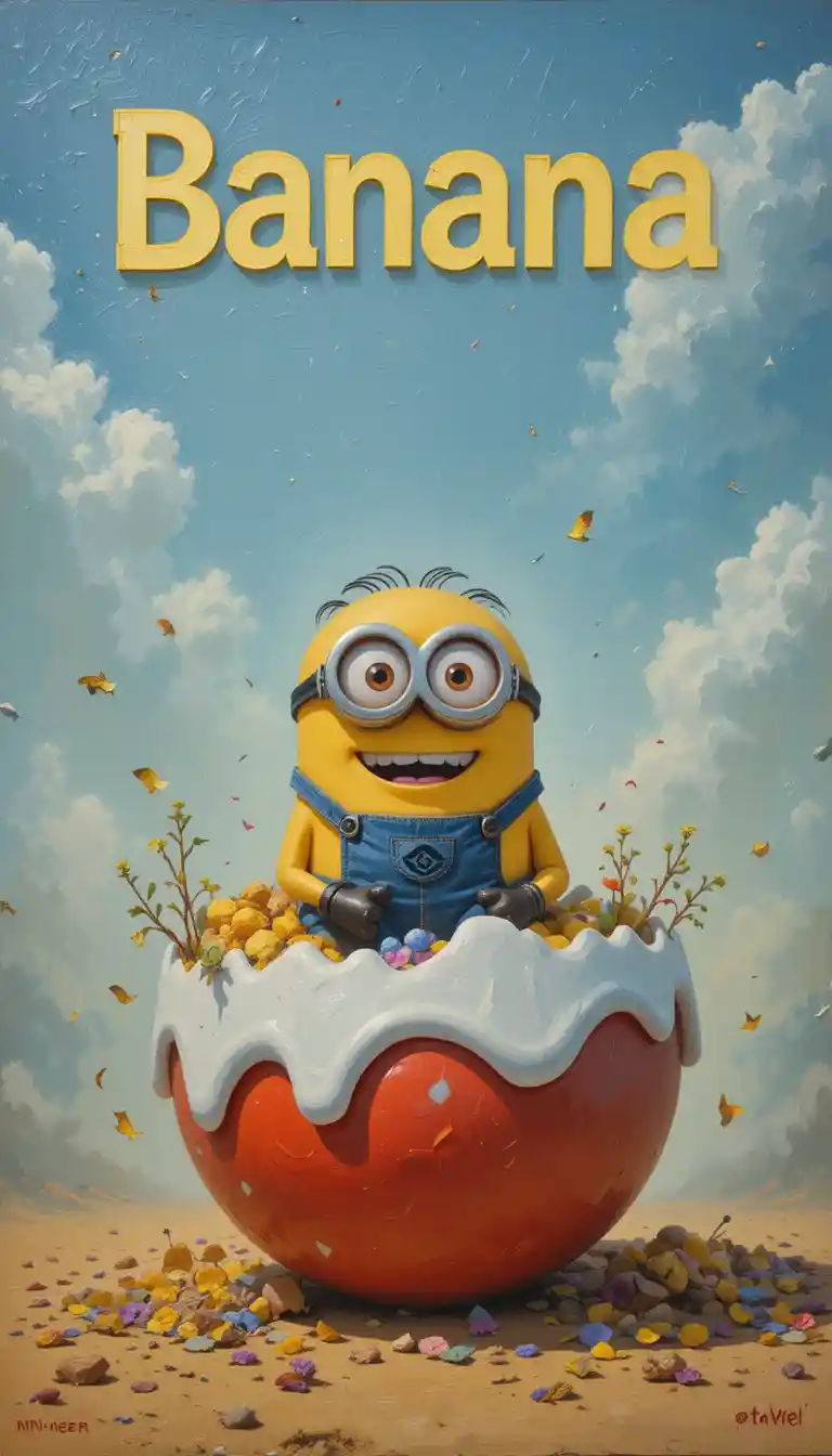Cartoon Creature Sitting Inside A Giant Candy Egg