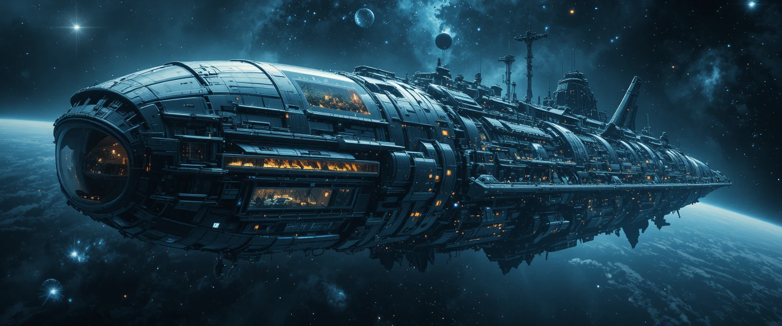 Massive generation starship crossing the depths of space