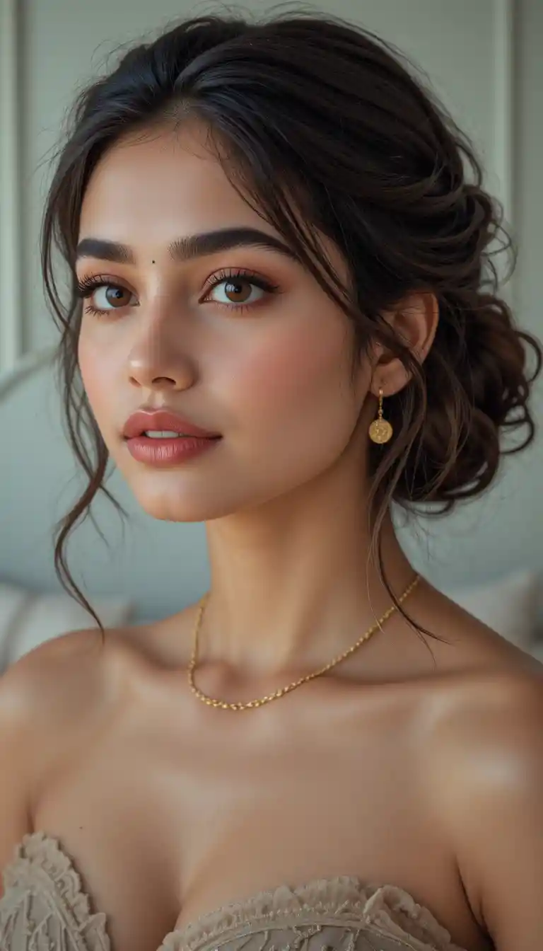 Elegant close up portrait of a young Indian woman