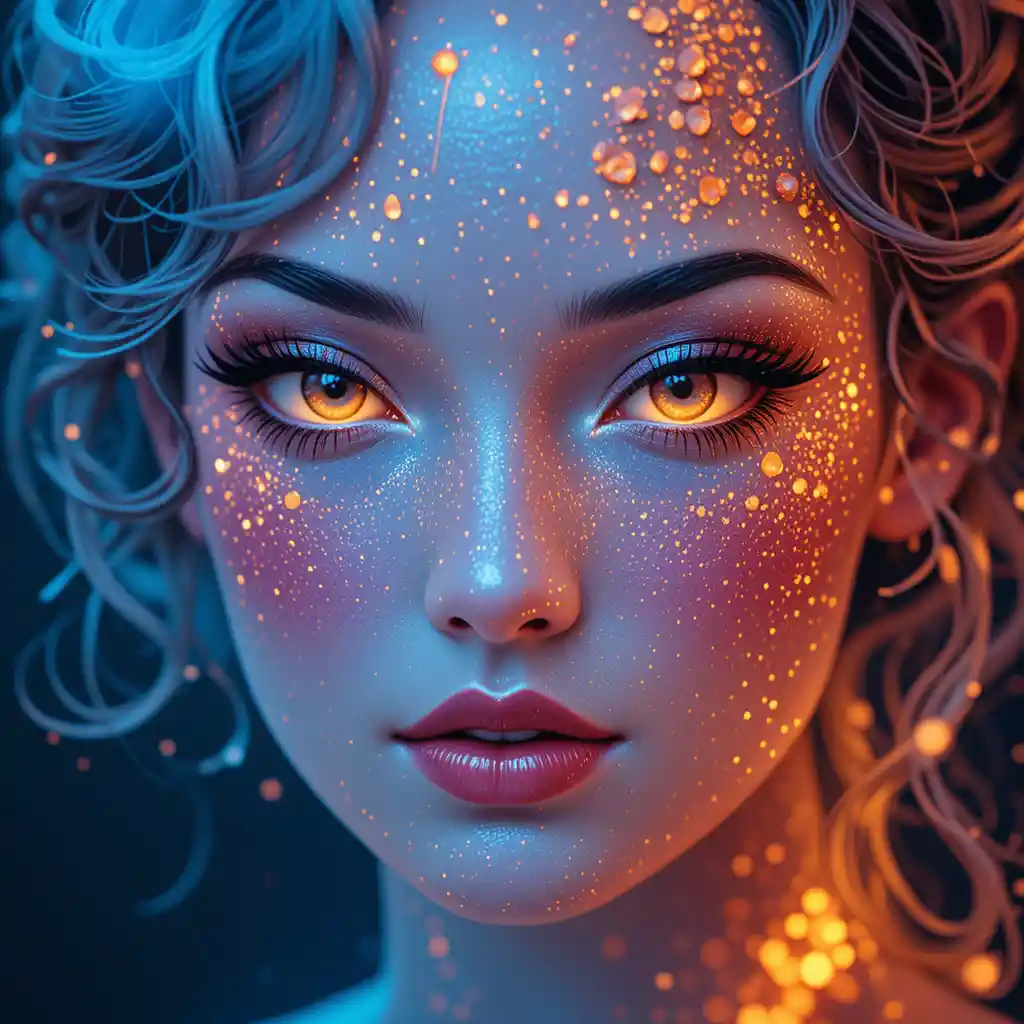 Hopeful human portrait with expressive smiling eyes