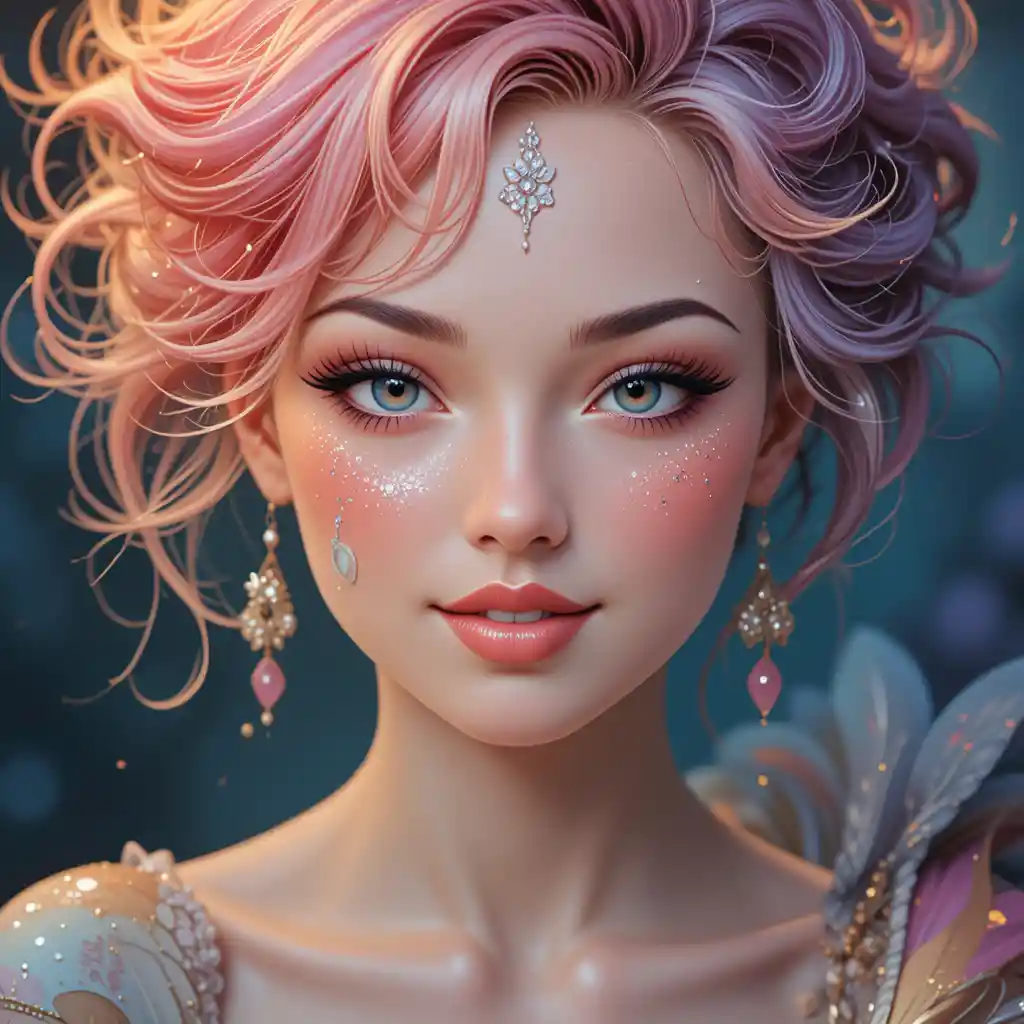 Hopeful human face reflecting inner fire and passion