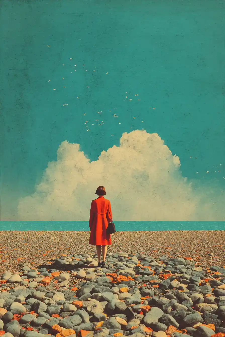 Surreal vintage collage of feeling ignored in soft dreamy tones