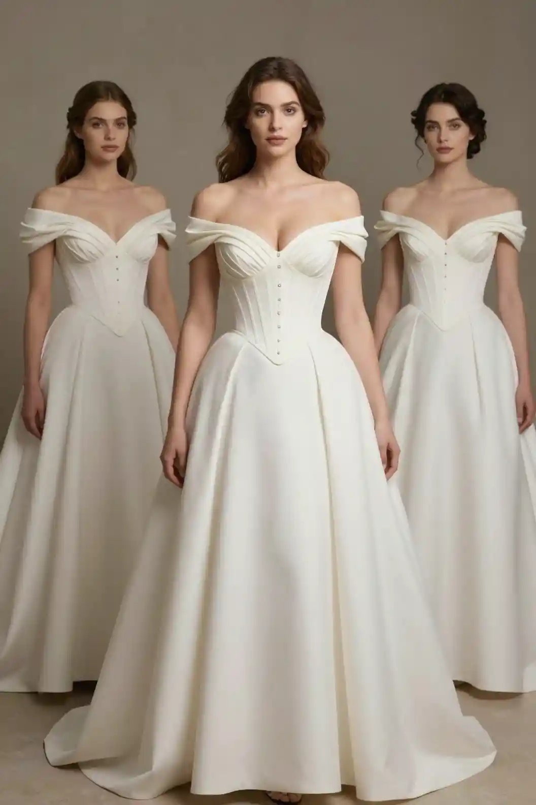 Elegant women in modern louis xiv inspired gowns