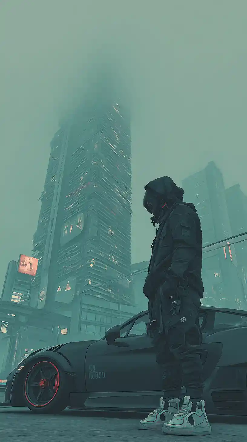 Tough urban man standing on a gritty city street