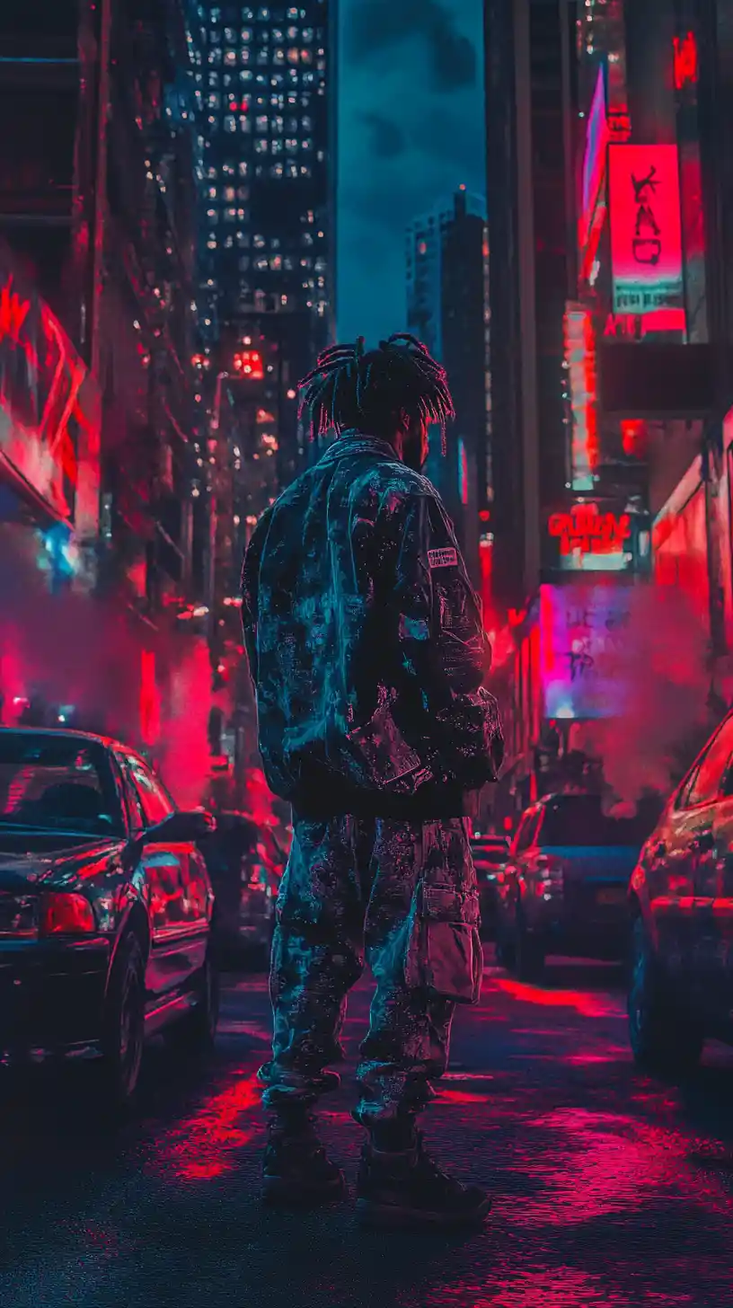 Urban street tension with implied criminal confrontation