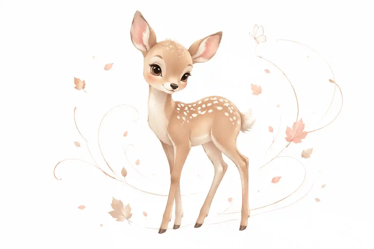 Minimalist vector illustration of a gentle baby fawn