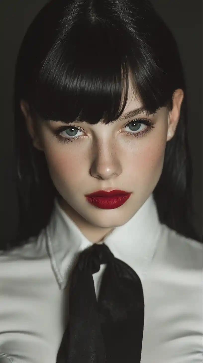 Glamorous serene woman portrait in sleek digital illustration