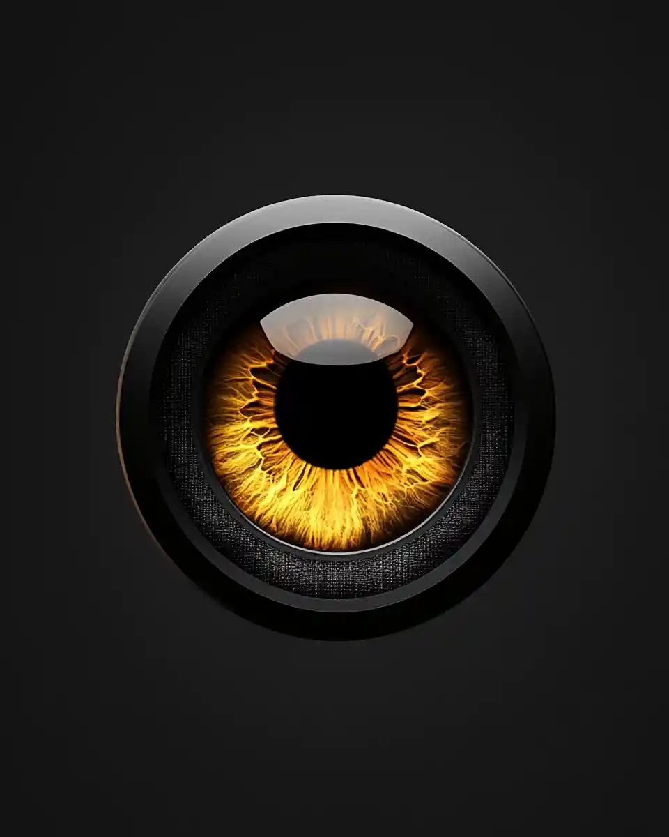 Eye shaped digital speaker illustration with pulsing motion