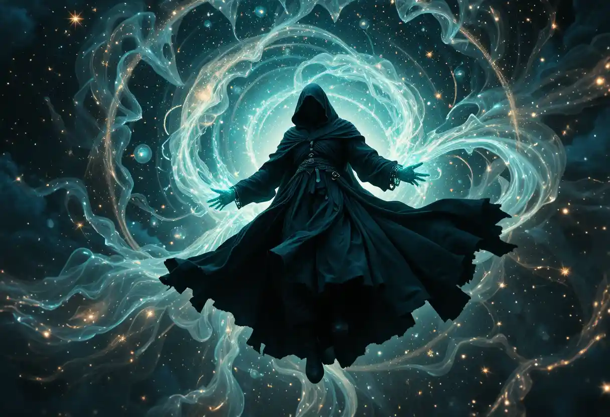 Dark monk floating in the luminous core of a galaxy