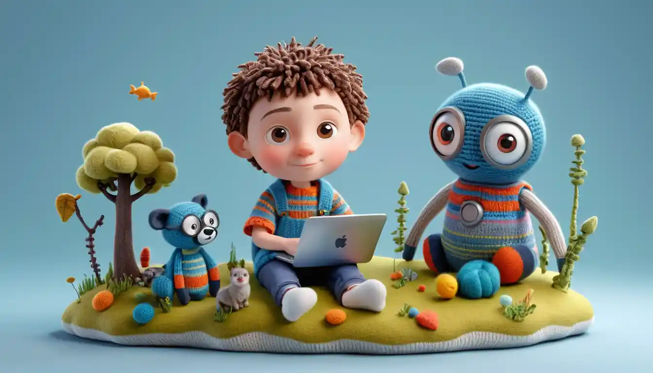 Adorável heroína tech em um mundo fantasioso 3D cheio de diversão