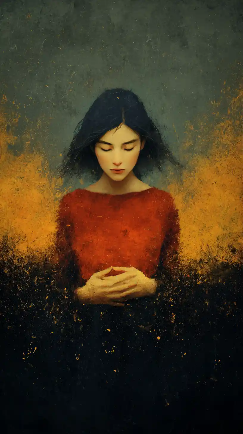 Surreal portrait of a guiding soul glowing with warm light