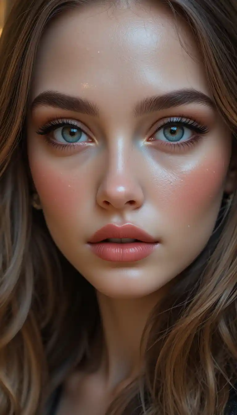 Cinematic portrait of a beautiful woman with luminous skin