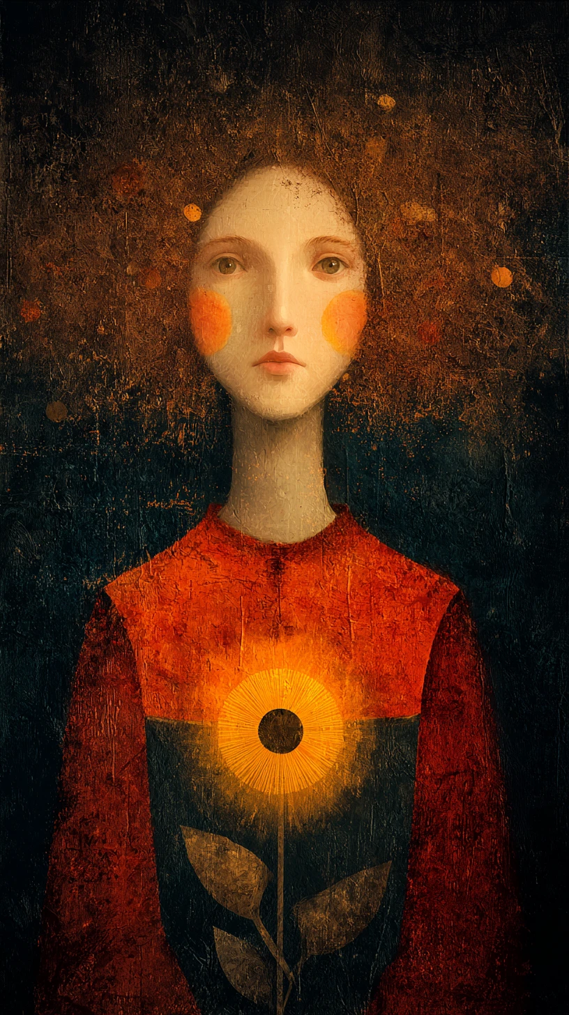 Surreal guiding soul in warm abstract painted colors