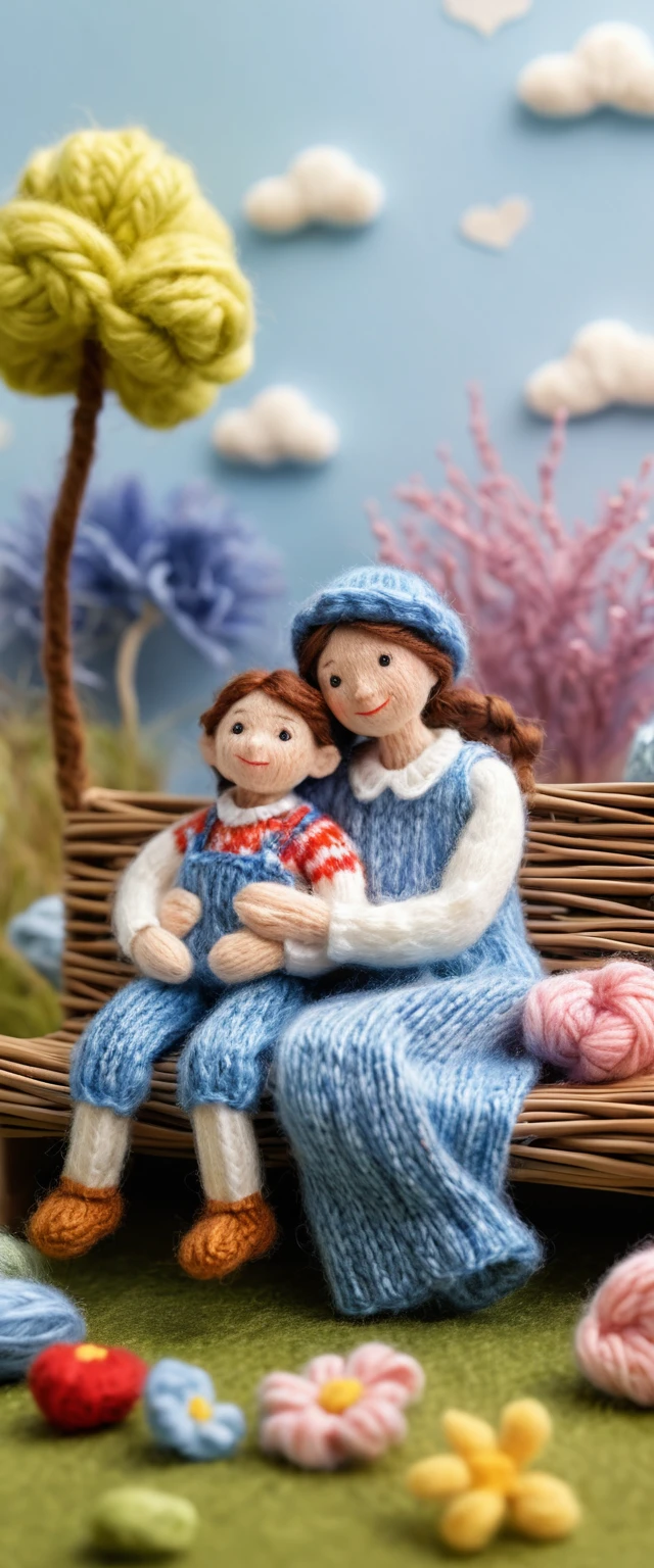 Happy mother in a cozy studio mothers day illustration