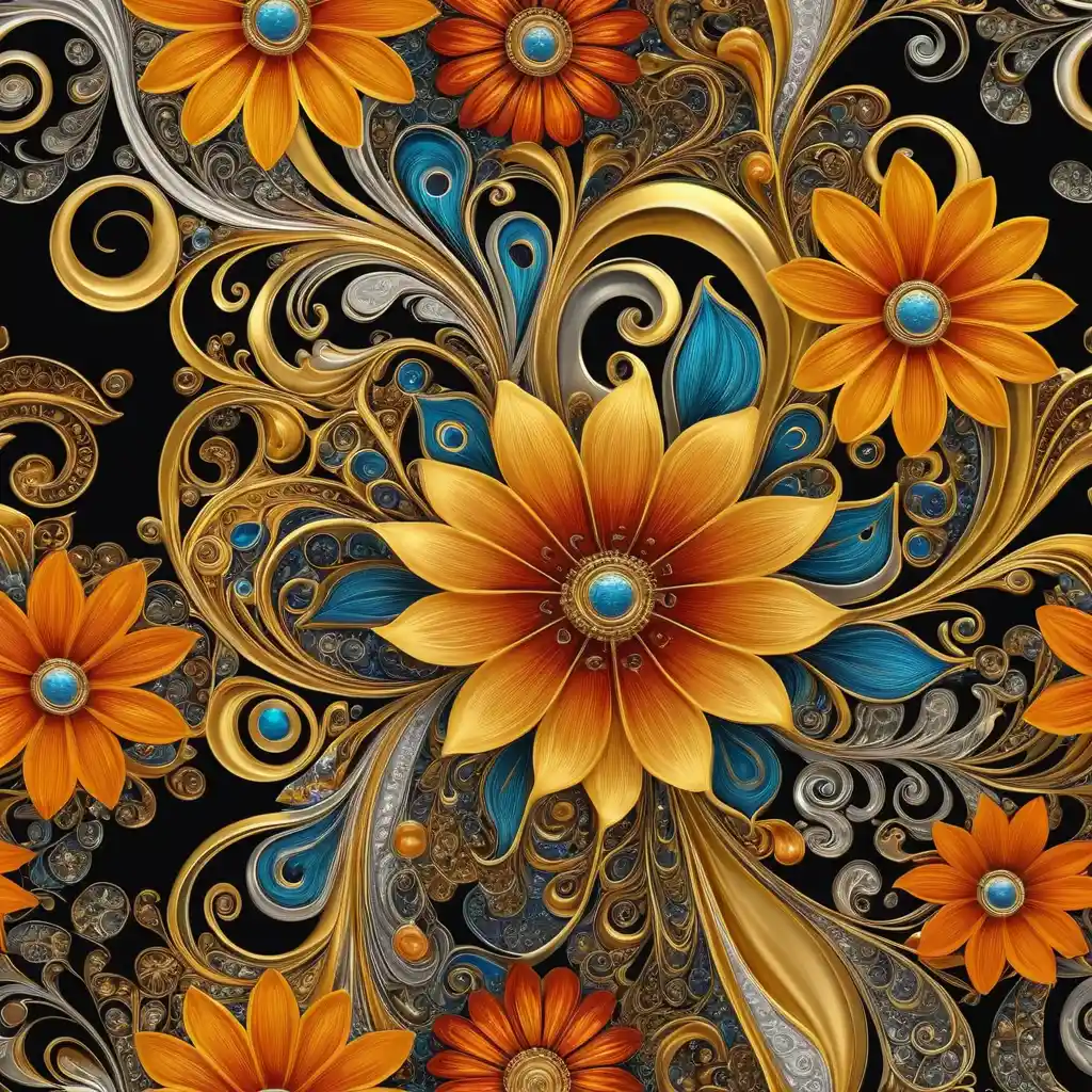 Œuvre Florale Vibrante aux Accents d’Or et d’Argent