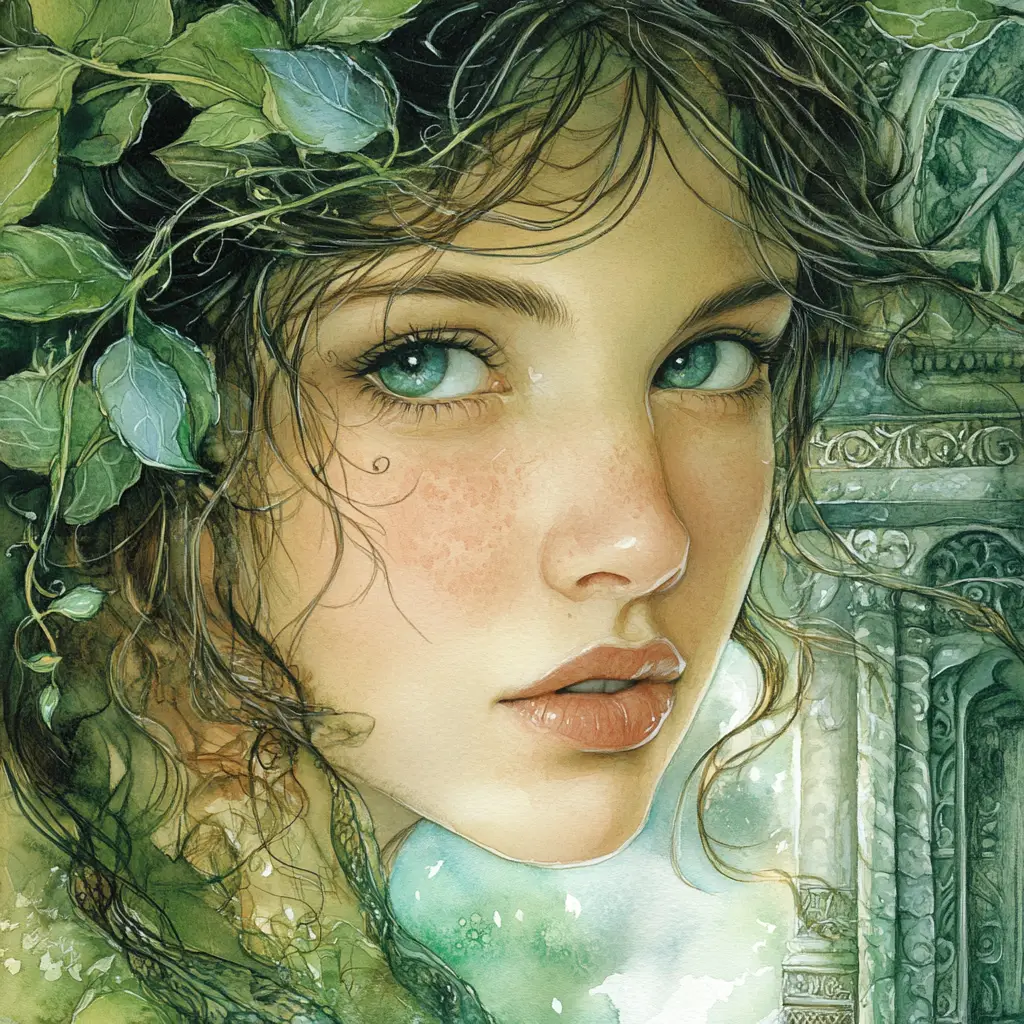 Mystical Woman Portrait In A Dreamy Enchanted Landscape