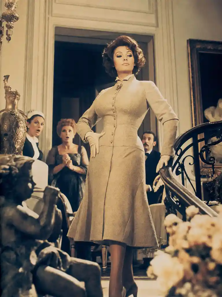 Elegant french style woman in a dreamy cinematic interior