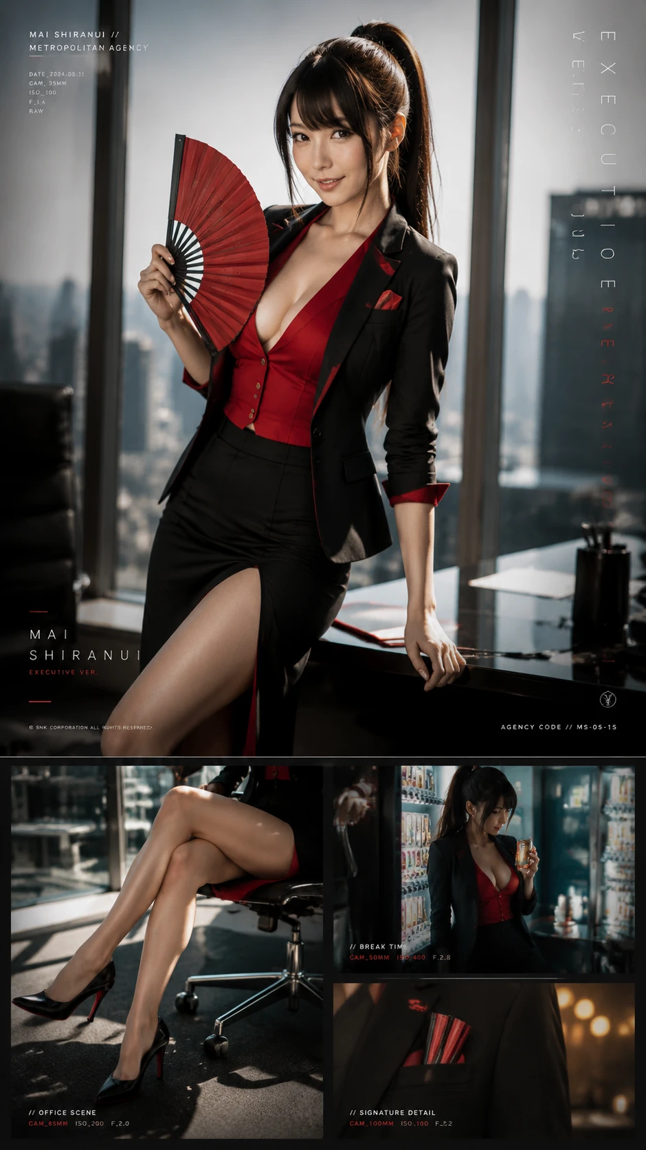 Elegant executive woman by a city office window