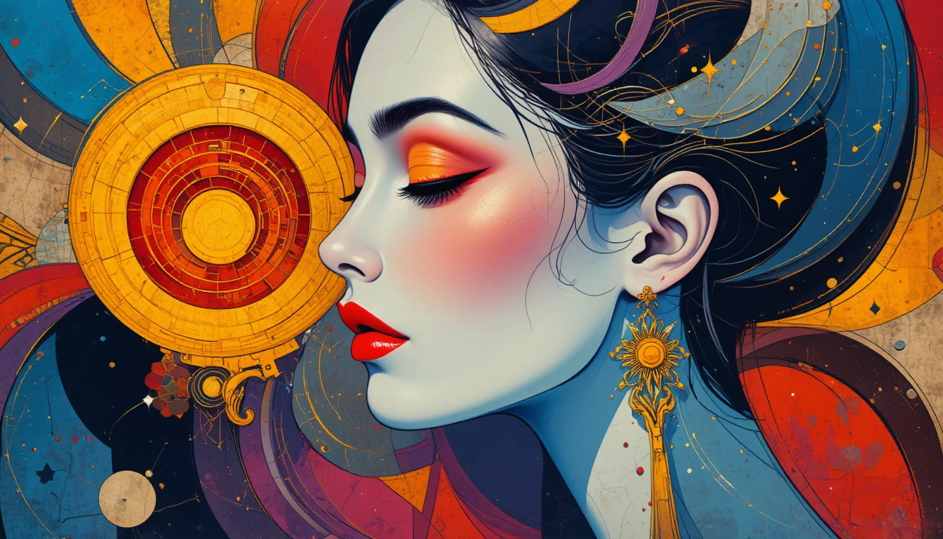 Ritratto cubista di una donna in vivace geometria astratta