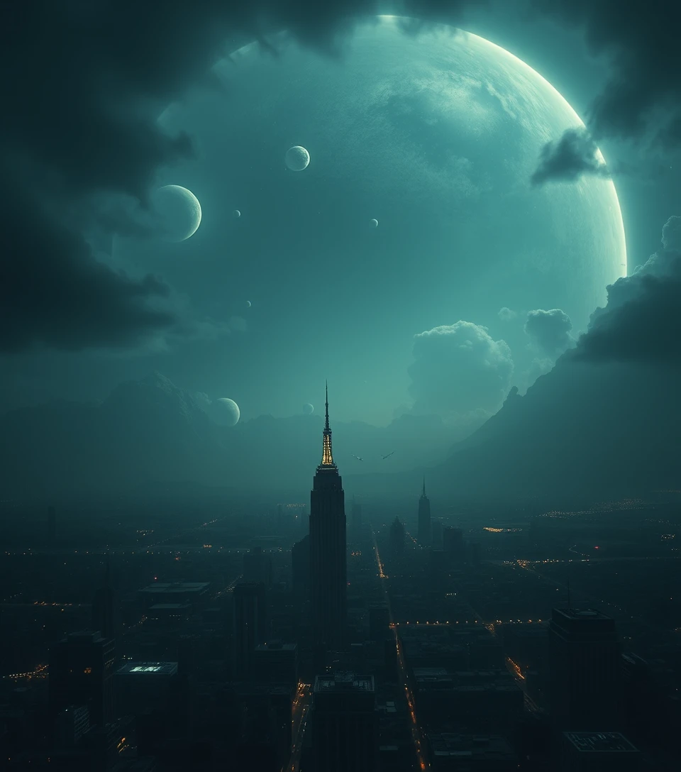Last surviving city beneath towering cosmic horrors